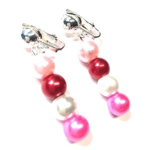 Handmade Red Pink White Clip-on Earrings Women Gift Anniversary Valentine’s Day